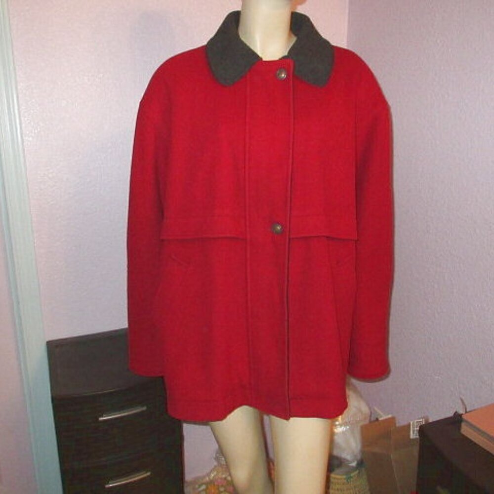 Vtg Mackintosh Chore Coat Womens Size 1X Red Wool Insulated USA Made Countrycore